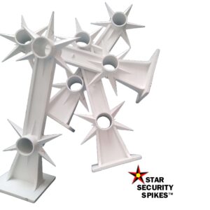 Double Row White Height-Raising Bracket Brackets that raise double-row spikes to prevent wall climbing and ensure secure installation.