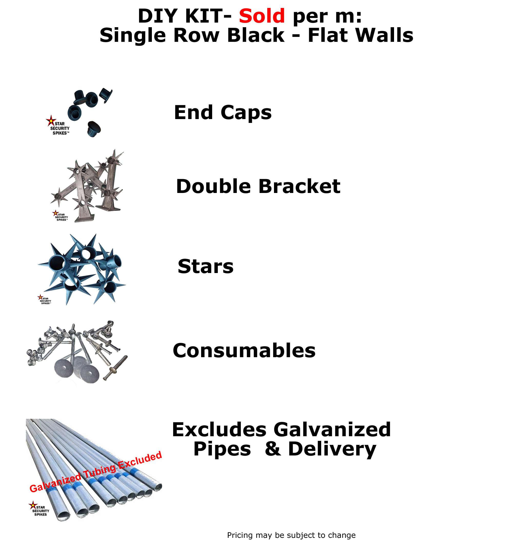 Double wall spikes in black colour